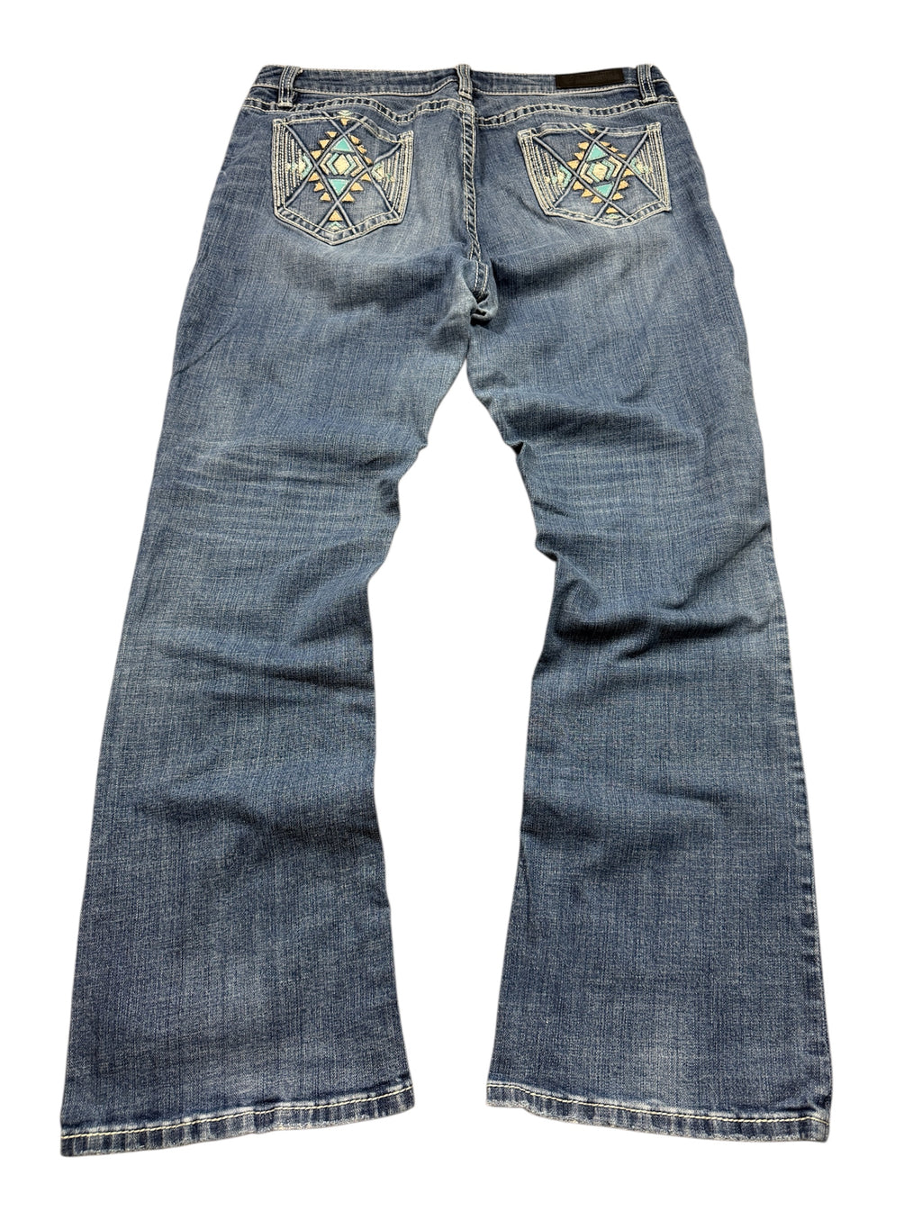 Rock & Roll Vintage Denim Jeans Backprint Bootcut Fit 2000s Damen M