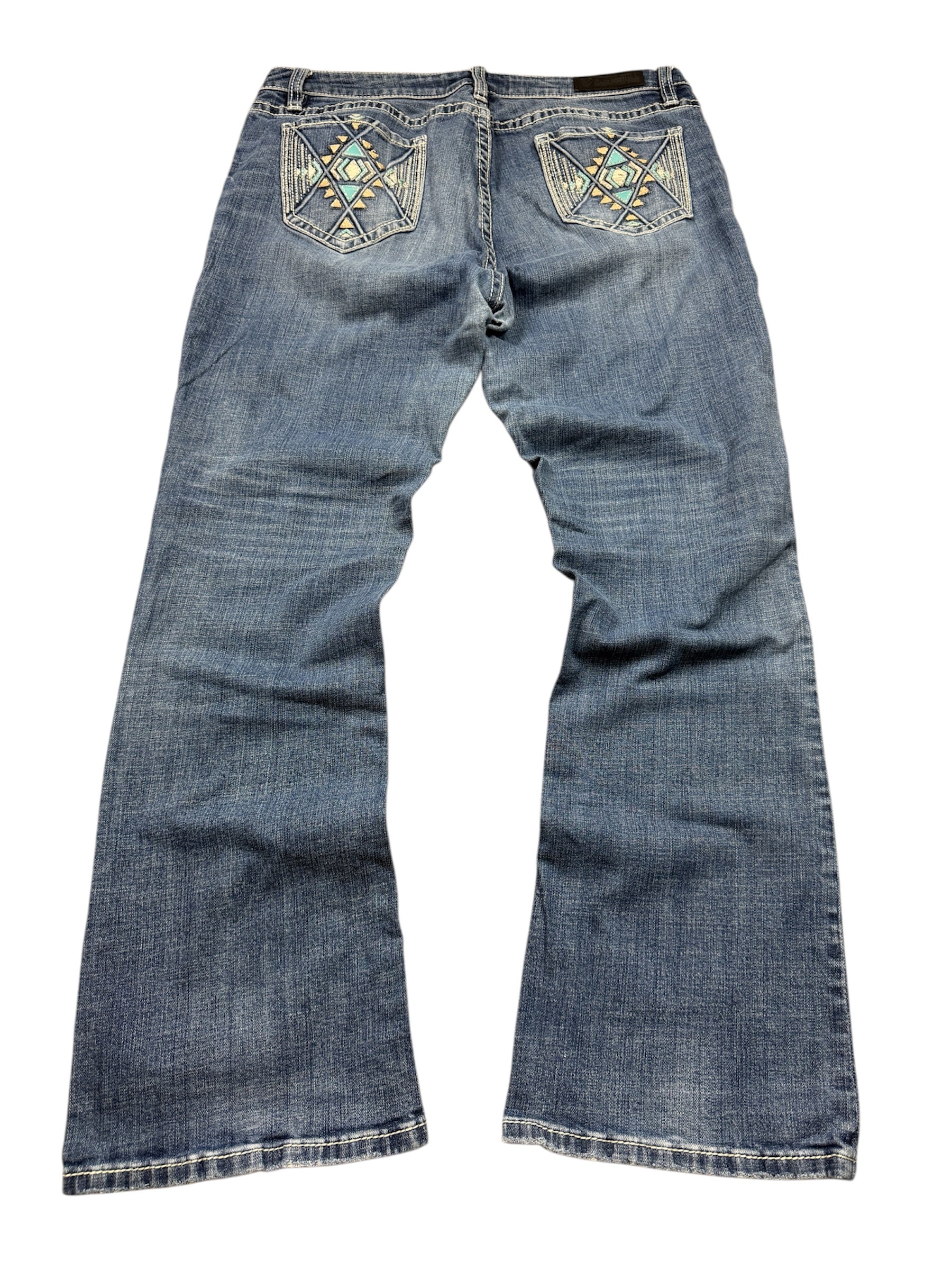 Rock & Roll Vintage Denim Jeans Backprint Bootcut Fit 2000s Damen M