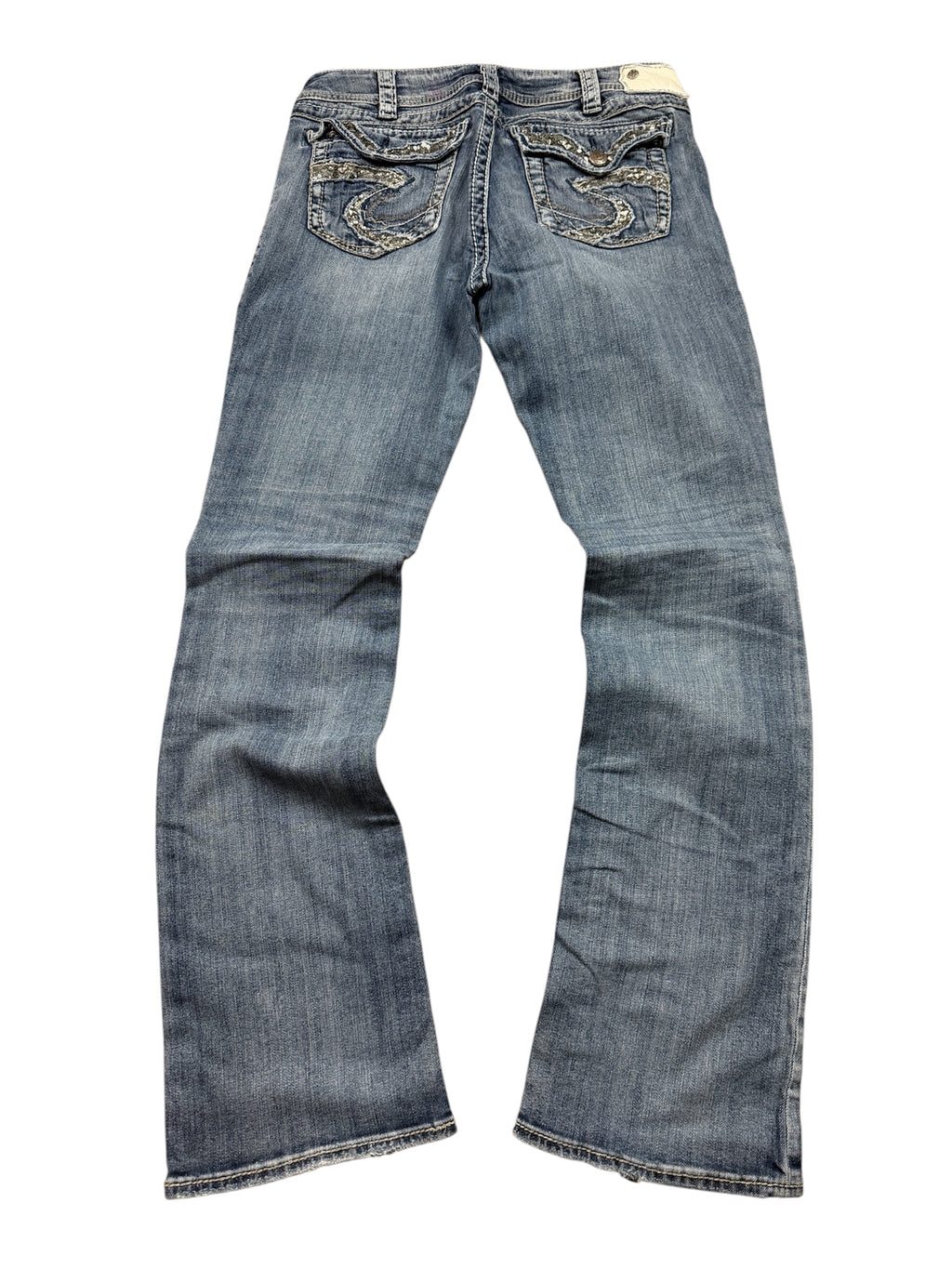 Silver Vintage Jeans Backprint Y2K Bootcut Fit 2006 M Damen