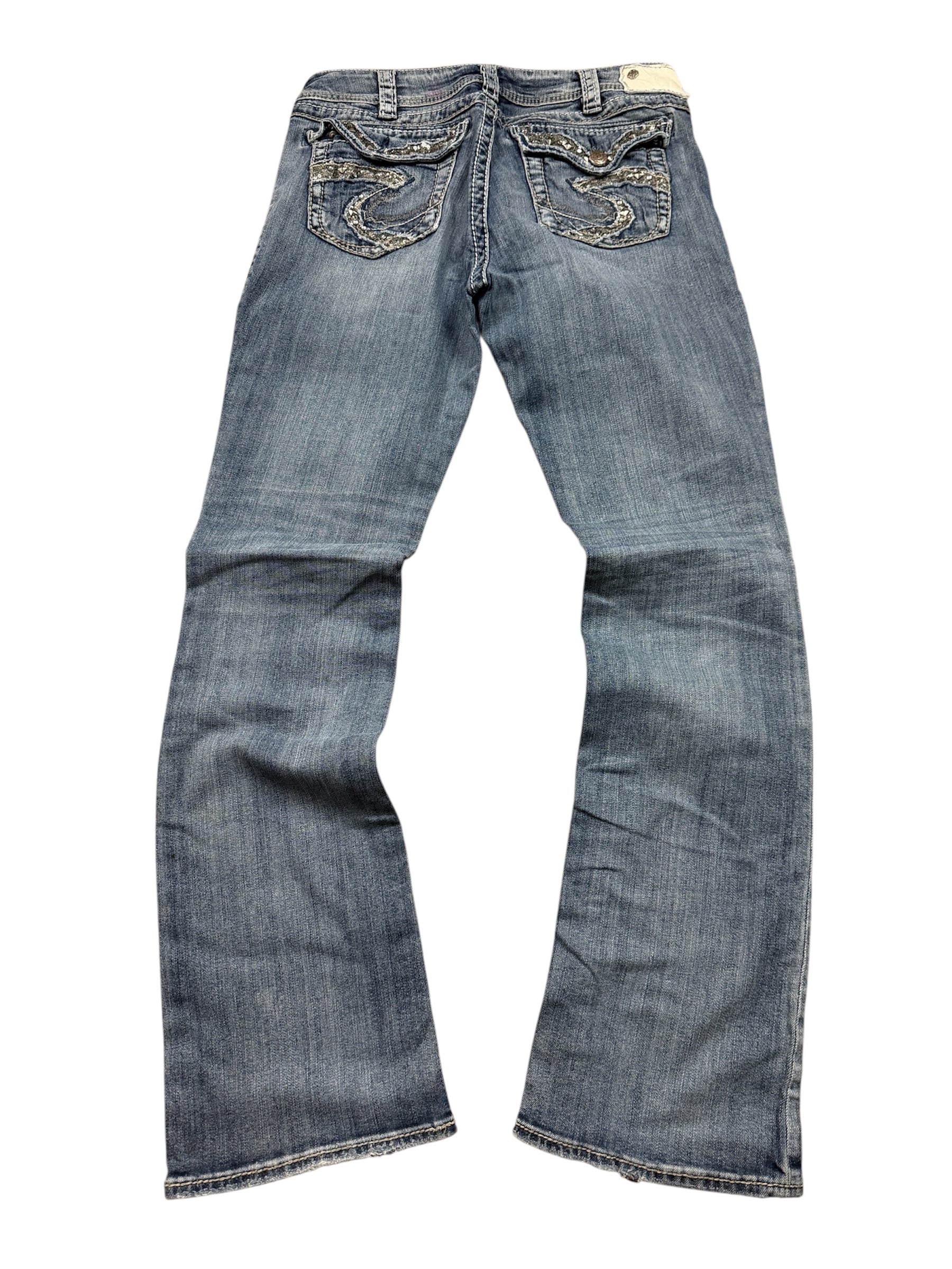 Silver Vintage Jeans Backprint Y2K Bootcut Fit 2006 M Damen