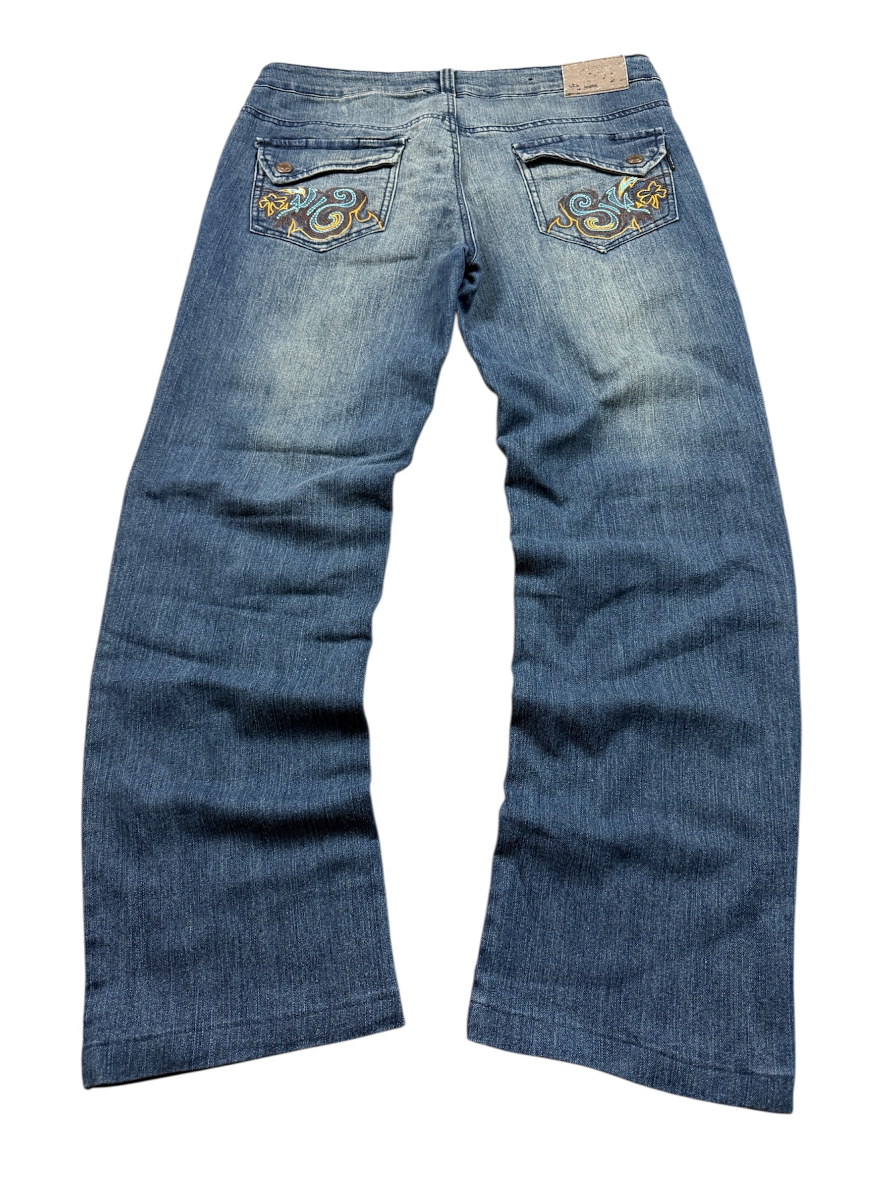 Denim Vintage Jeans Backprint Y2K Bootcut Fit 2006 M Damen