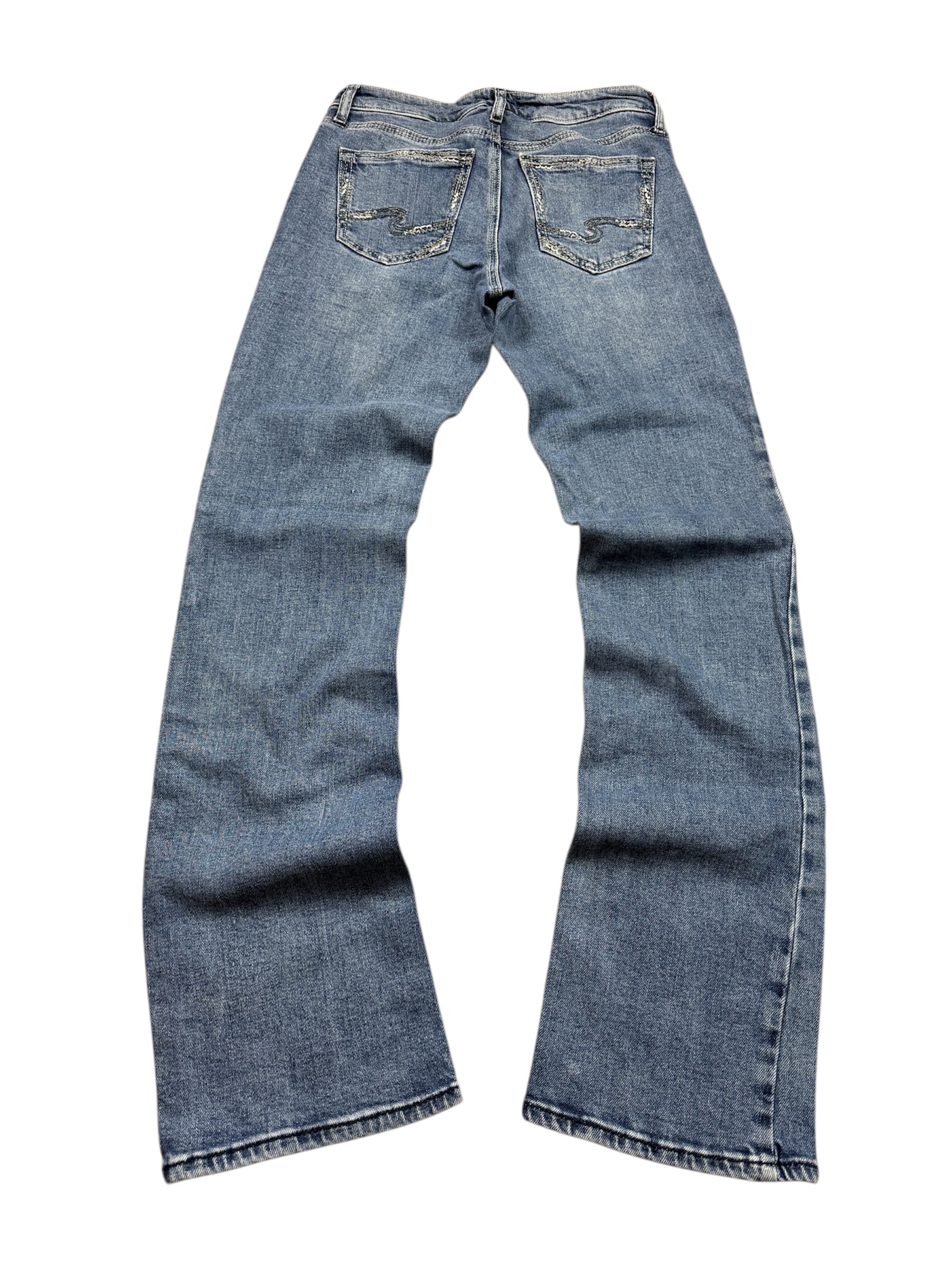 Silver Vintage Jeans Backprint Y2K Bootcut Fit 2005 M Damen