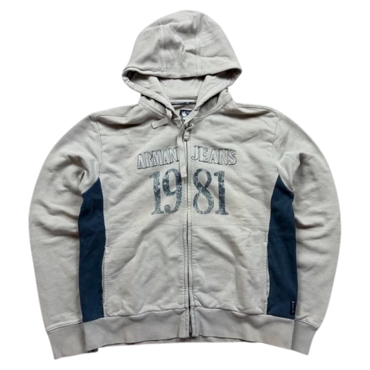 Armani Jeans Vintage Zip Hoodie 2008 Beige XL