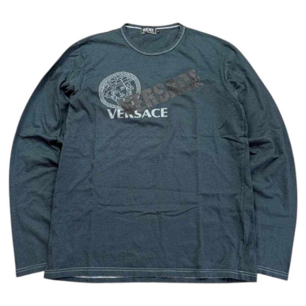Versace Vintage Longsleeve Shirt Medusa Print 2000s Schwarz L