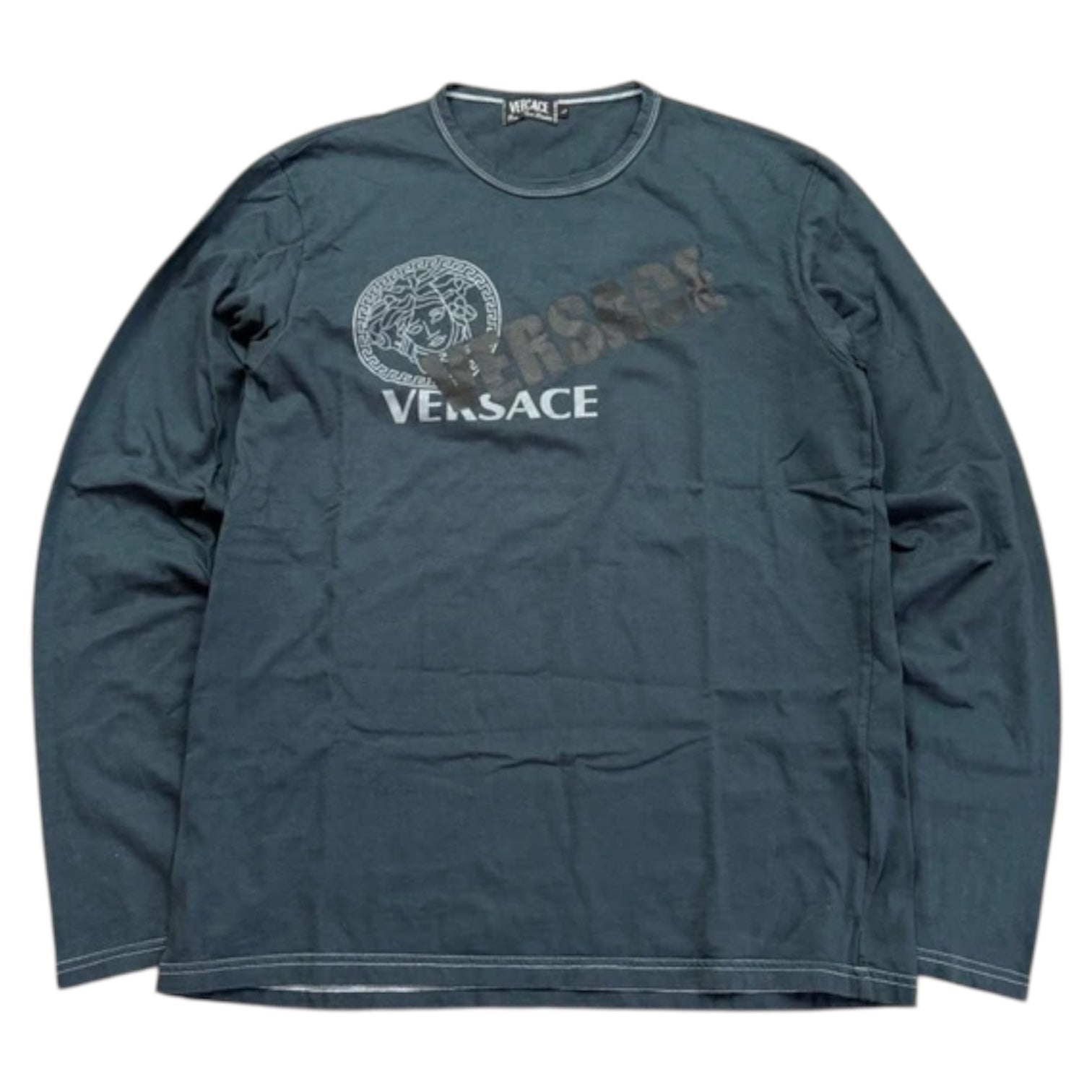 Versace Vintage Longsleeve Shirt Medusa Print 2000s Schwarz L