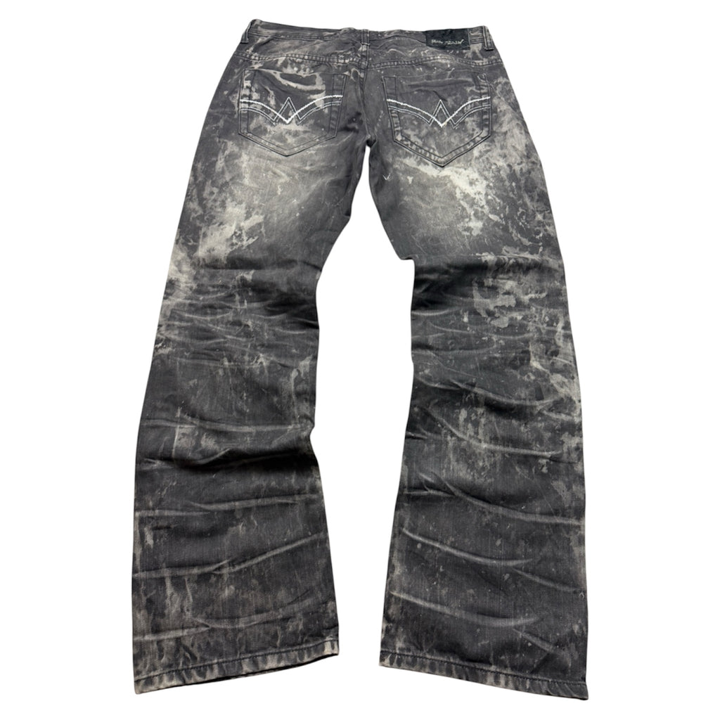 Big Train Vintage Jeans 2005 Black Washed Distressed Denim Straight Herren L
