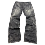 Big Train Vintage Jeans 2005 Black Washed Distressed Denim Straight Herren L