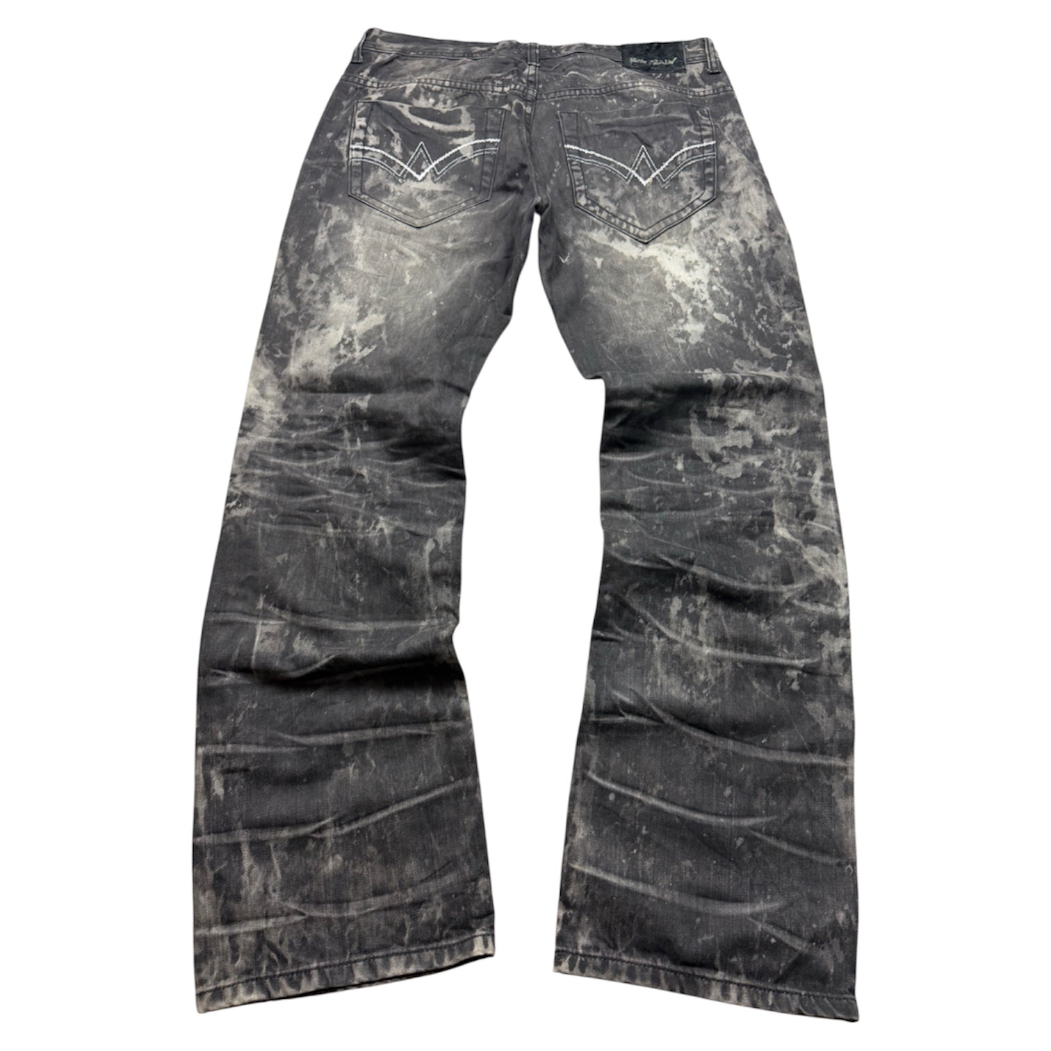 Big Train Vintage Jeans 2005 Black Washed Distressed Denim Straight Herren L