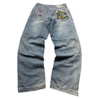 Her Vintage Jeans 2005 Blue Embroidery Backprint Denim Straight Herren M