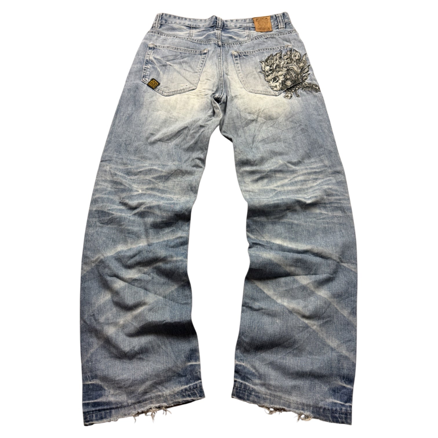 Jizo Vintage Jeans 2005 Blue Dragon Backprint Denim  Straight Herren M