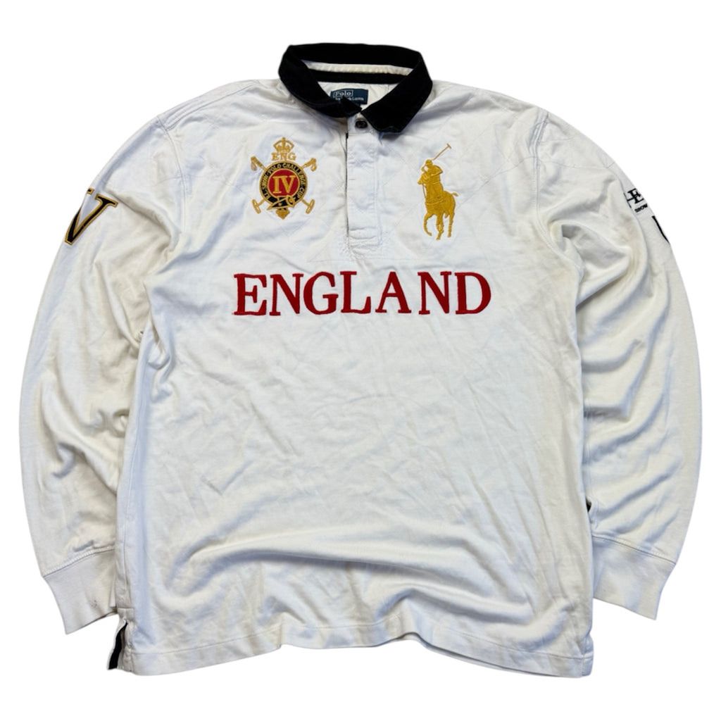 Polo Ralph Lauren Vintage Rugby Shirt England *Rare*2010 Weiß L