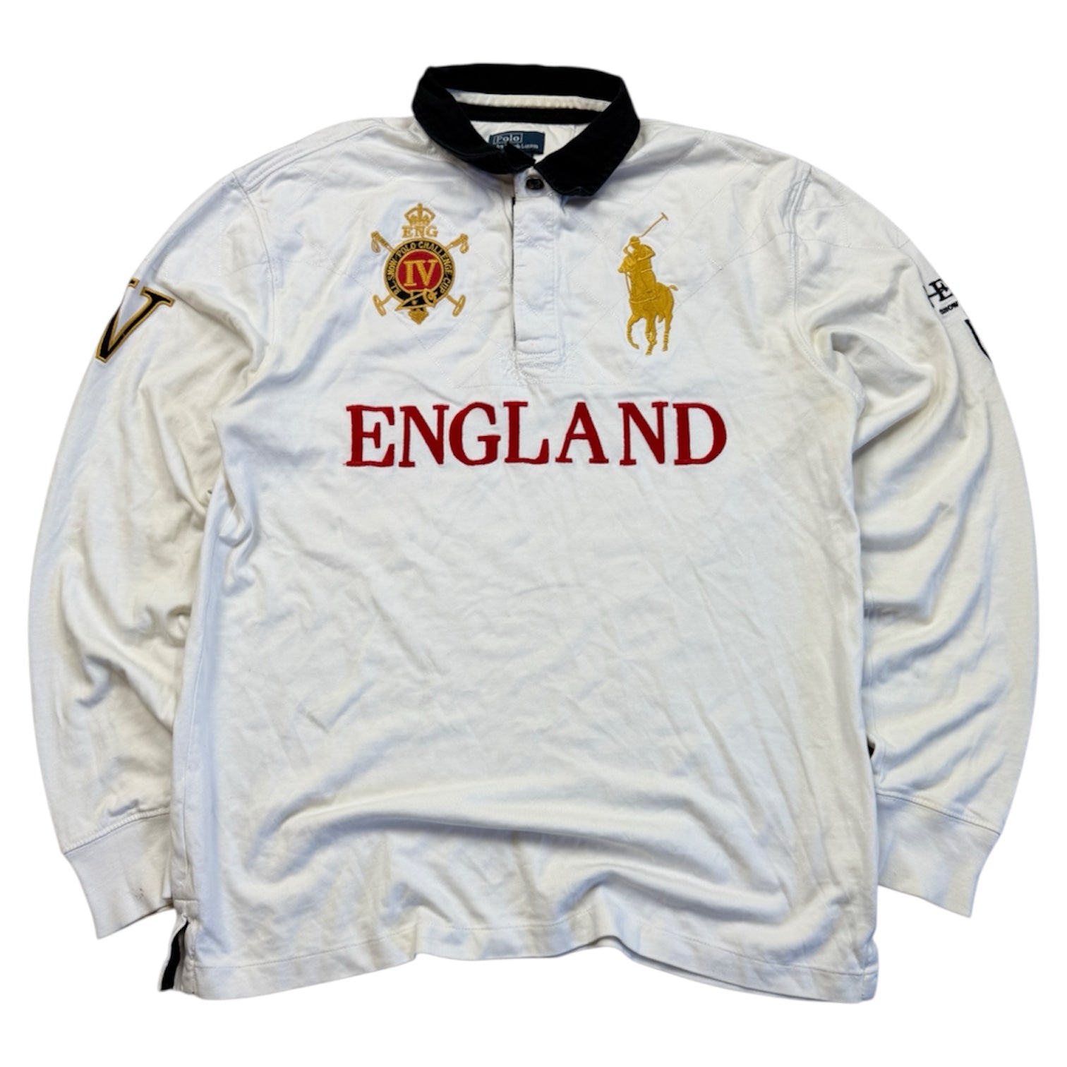 Polo Ralph Lauren Vintage Rugby Shirt England *Rare*2010 Weiß L