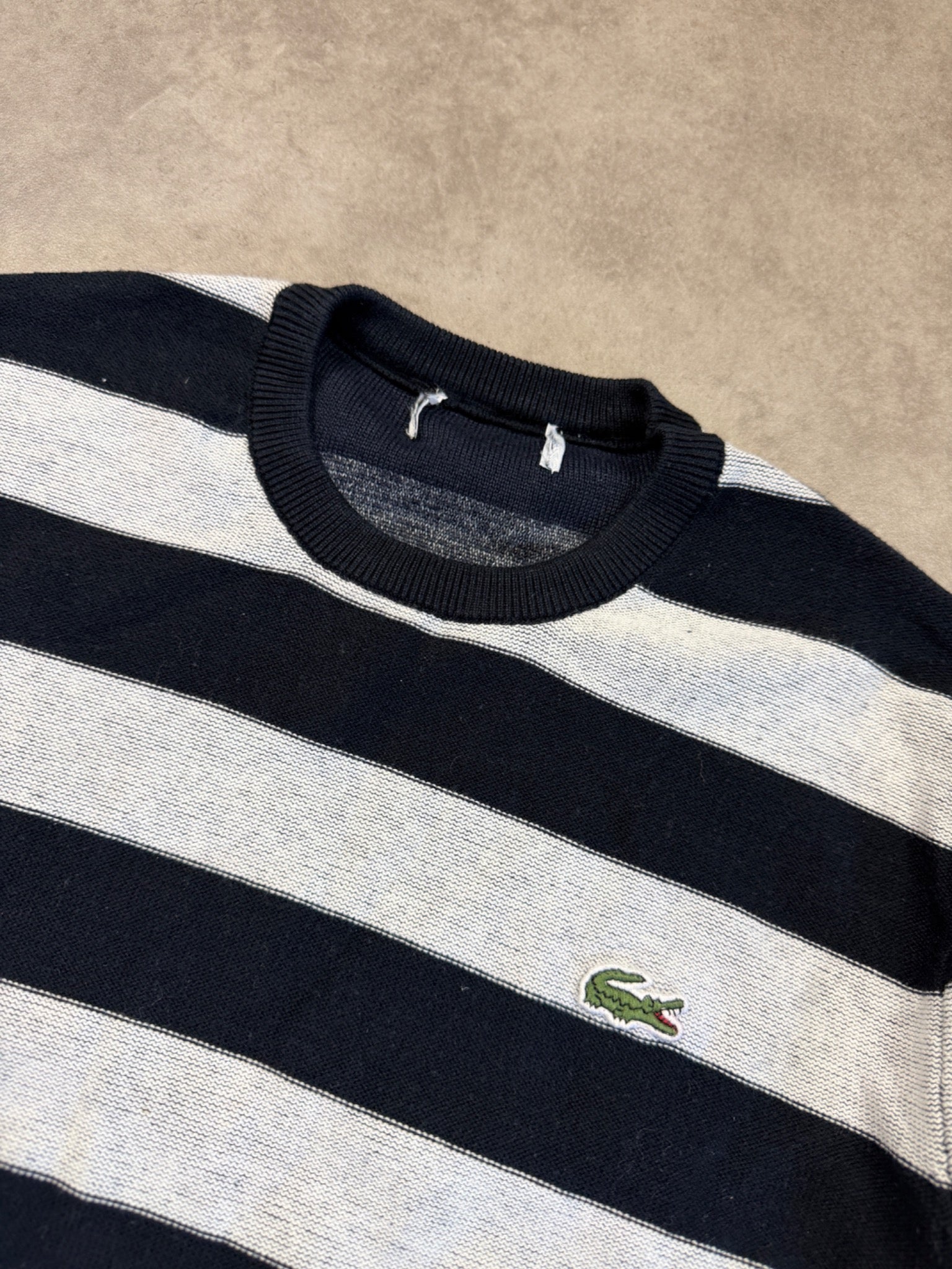 Lacoste Vintage Striped Sweater*Rare*2005 Schwarz Weiß S