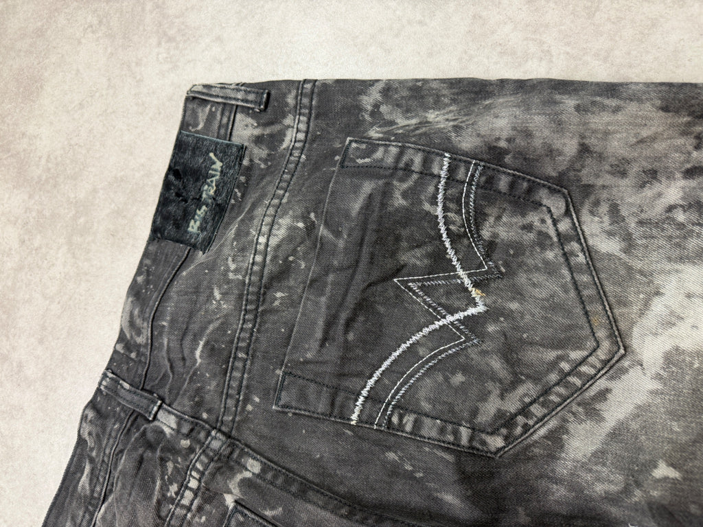 Big Train Vintage Jeans 2005 Black Washed Distressed Denim Straight Herren L